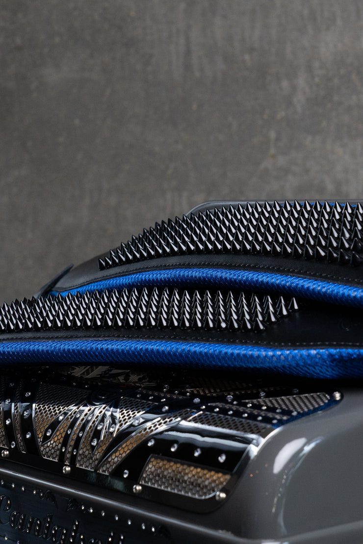 BLUE STUDDED ACCORDION STRAPS