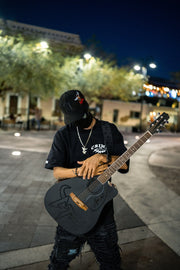 BLACK EMBOSSED CT GUITAR STRAP