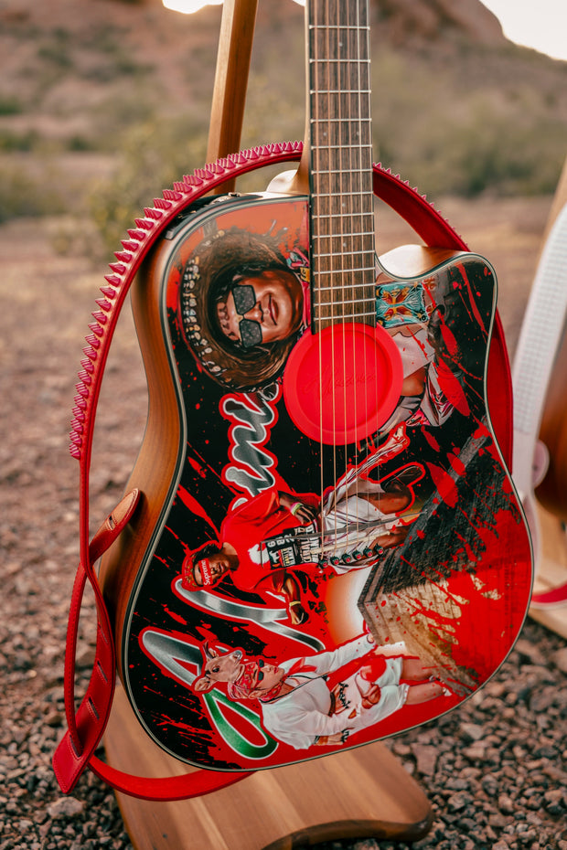 RED STUDDED METAL STRAP