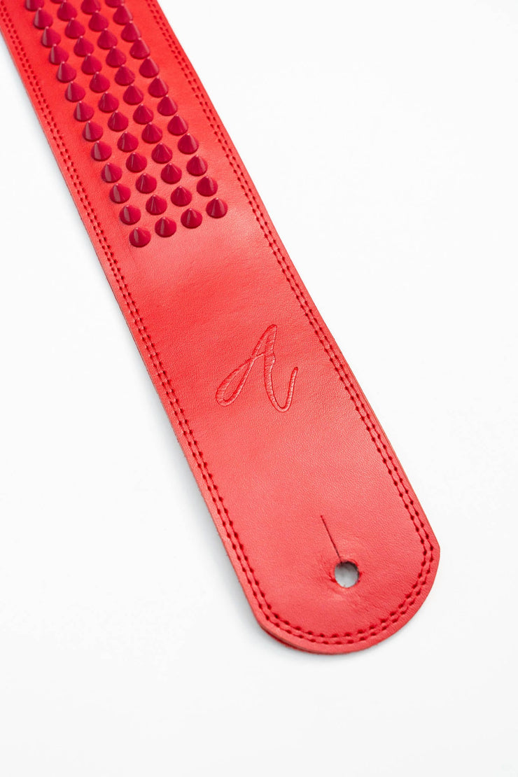 RED STUDDED METAL STRAP
