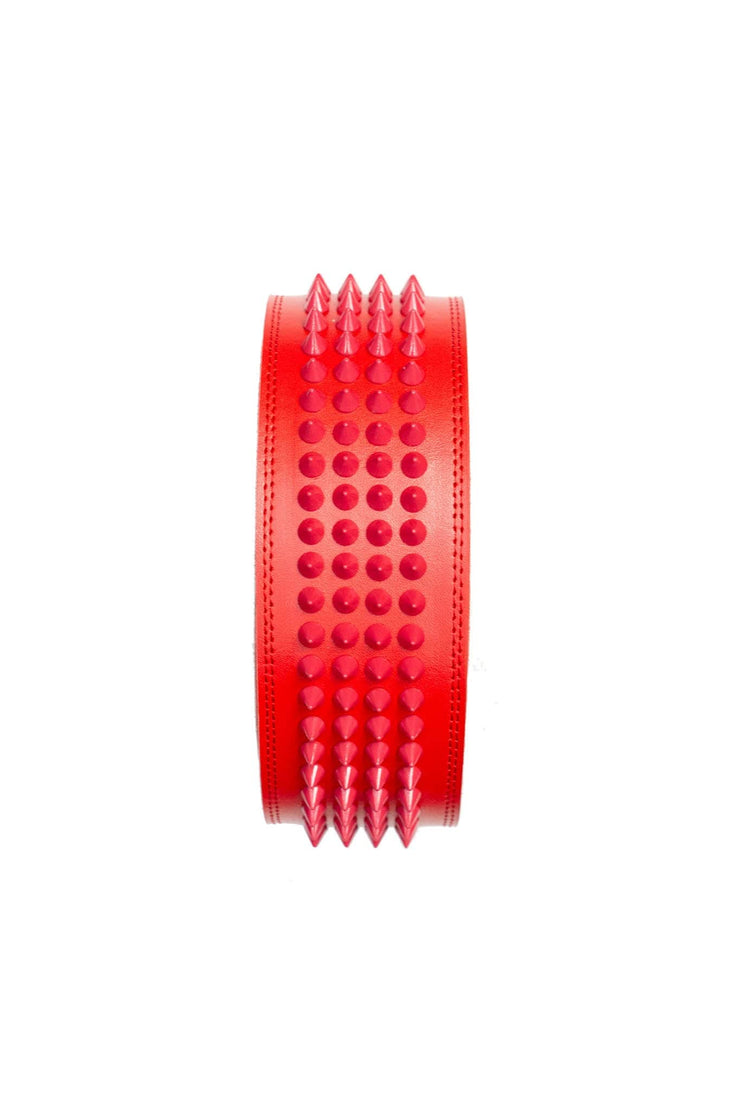 RED STUDDED METAL STRAP